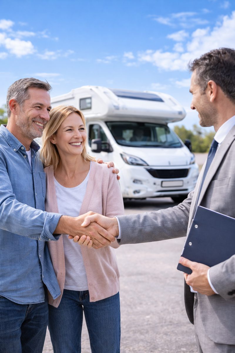 Persoenliche Beratung bei der Wohnmobil-Uebergabe